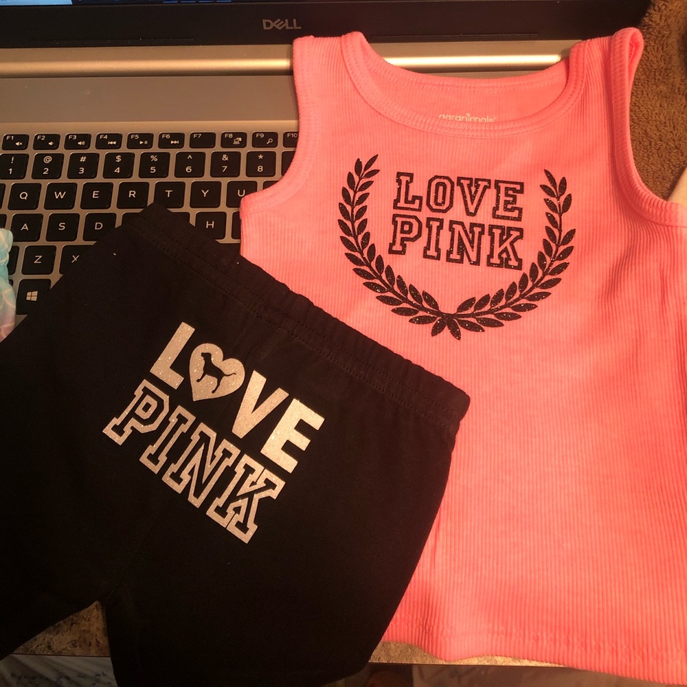 Custom PINK Girls 12 month tank and short